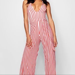 Striped red jumpsuit